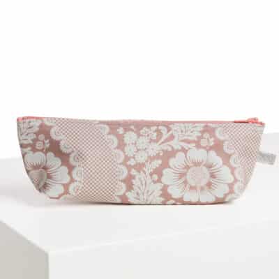 TROUSSE STYLOS "FLEURS STYLISEES" ROSE POUDRE