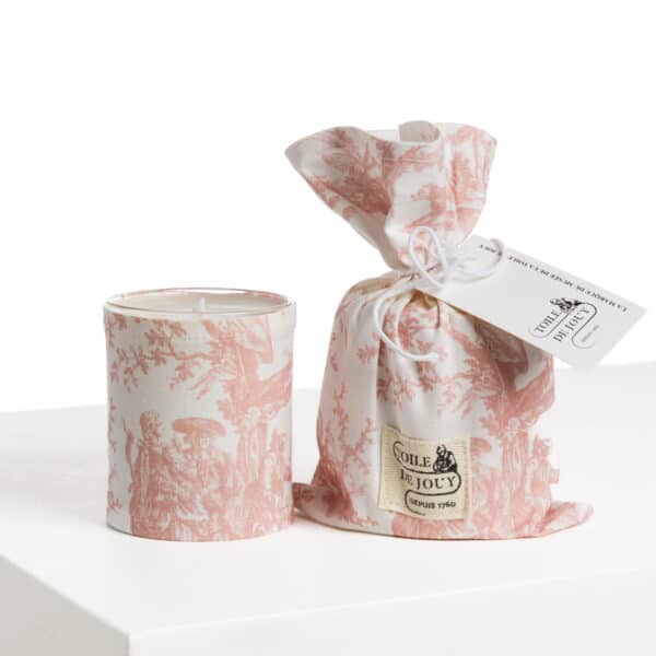 BOUGIE ET SON POCHON "COURONNEMENT DE LA ROSIERE" ROSE POUDRE