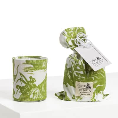 BOUGIE ET SON POCHON "4 PARTIES DU MONDE" VERT JUNGLE