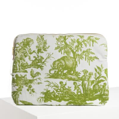 HOUSSE ORDINATEUR  "4 PARTIES DU MONDE" VERT JUNGLE
