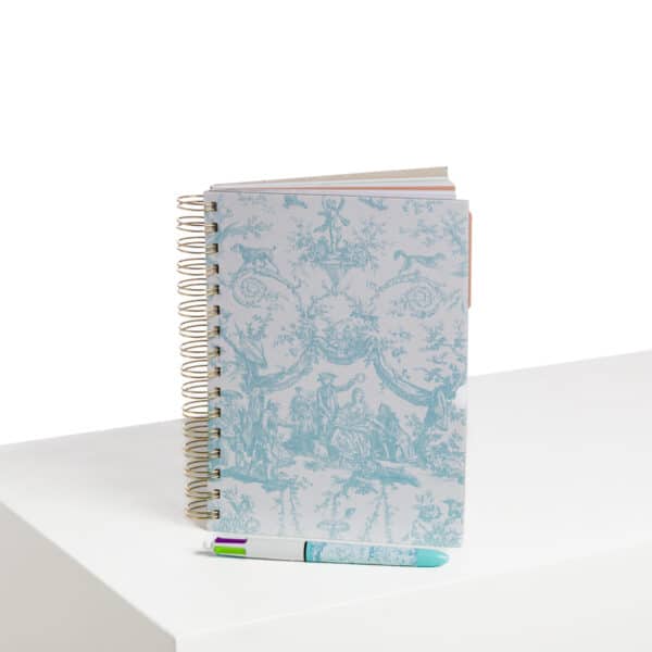 CARNET SPIRALES "COURONNEMENT DE LA ROSIERE" BLEU LAGON