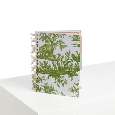 CARNET SPIRALES "4 PARTIES DU MONDE" VERT JUNGLE