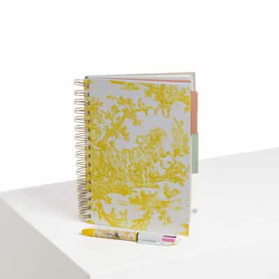 CARNET SPIRALES "4 PARTIES DU MONDE" JAUNE BOUTON D'OR