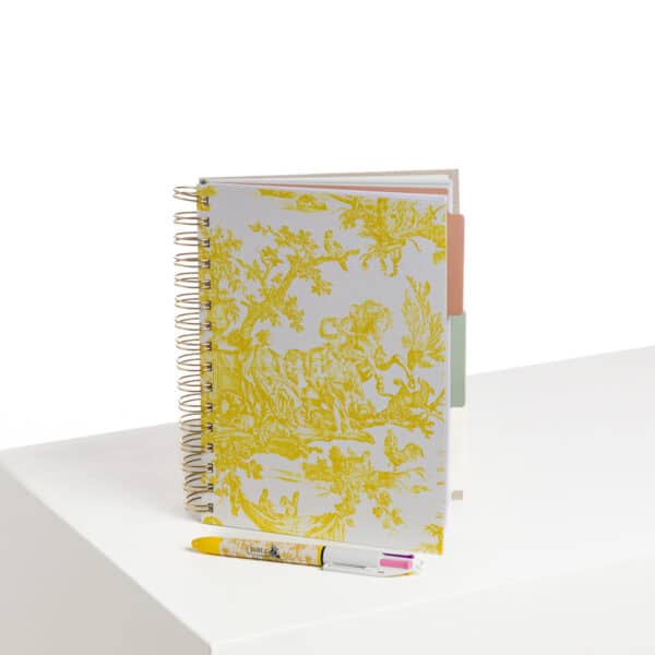CARNET SPIRALES "4 PARTIES DU MONDE" JAUNE BOUTON D'OR