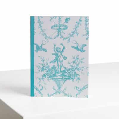 CARNET BROCHE A6 "COURONNEMENT DE LA ROSIERE" BLEU LAGON