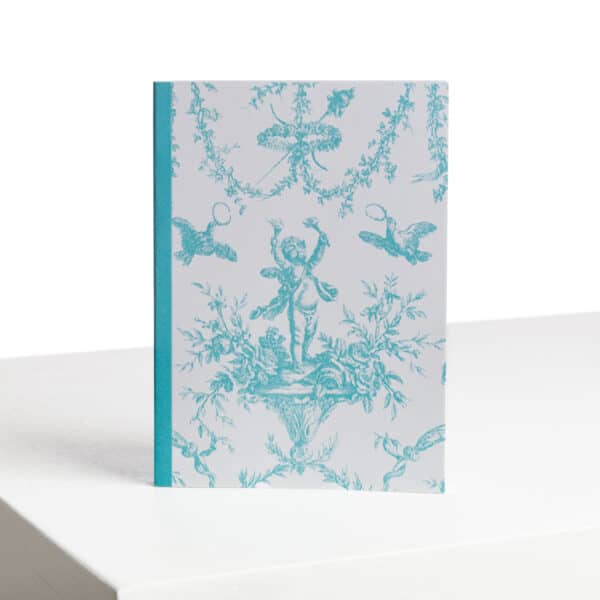 CARNET BROCHE A6 "COURONNEMENT DE LA ROSIERE" BLEU LAGON