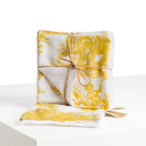 SEMAINIER DE LINGETTES "4 PARTIES DU MONDE" JAUNE BOUTON D'OR