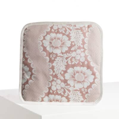 MANIQUE "FLEURS STYLISEES SUR MONTANTS ONDULANTS" ROSE POUDRE
