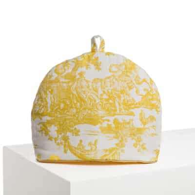 CACHE THEIERE "4 PARTIES DU MONDE" JAUNE BOUTON D'OR