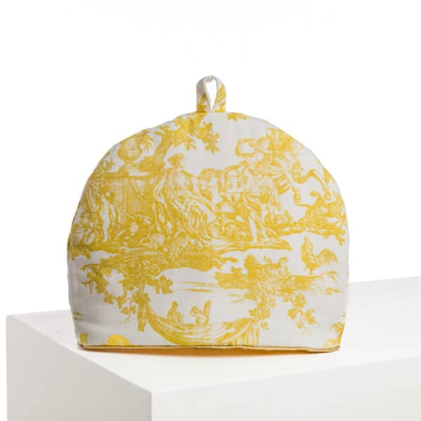 CACHE THEIERE "4 PARTIES DU MONDE" JAUNE BOUTON D'OR