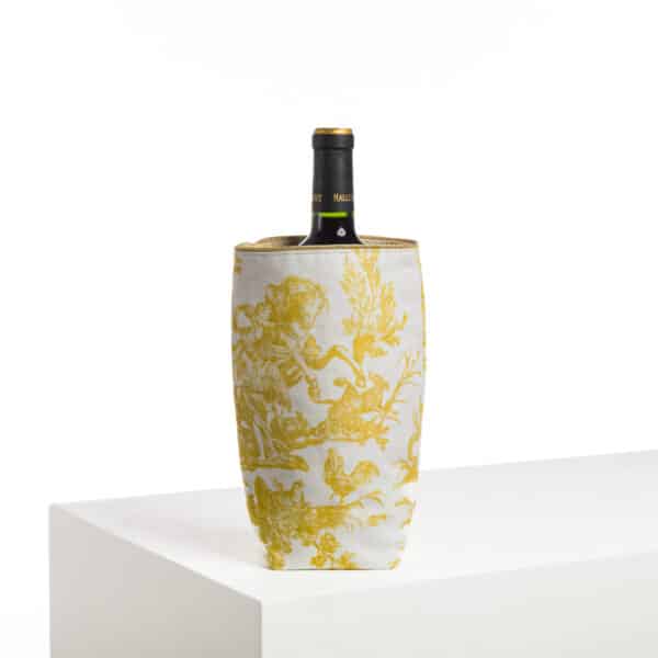 HOUSSE BOUTEILLE "4 PARTIES DU MONDE" JAUNE BOUTON D'OR