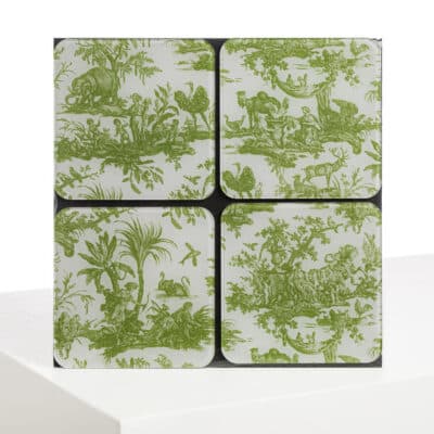 SOUS-VERRES /4  "4 PARTIES DU MONDE"  VERT JUNGLE