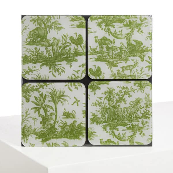 SOUS-VERRES /4  "4 PARTIES DU MONDE"  VERT JUNGLE