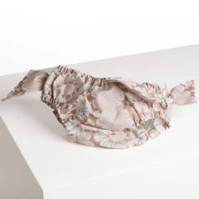 MAILLOT DE BAIN BB "FLEURS STYLISEES SUR MONTANTS ONDULANTS" ROSE POUDRE
