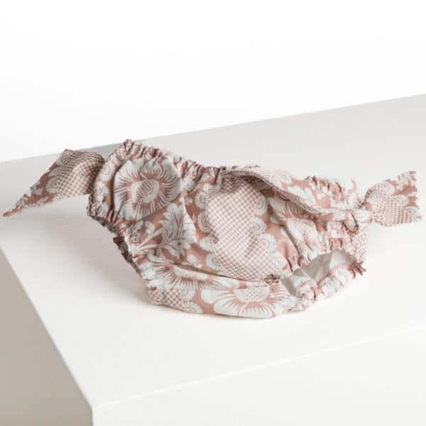 MAILLOT DE BAIN BB "FLEURS STYLISEES SUR MONTANTS ONDULANTS" ROSE POUDRE
