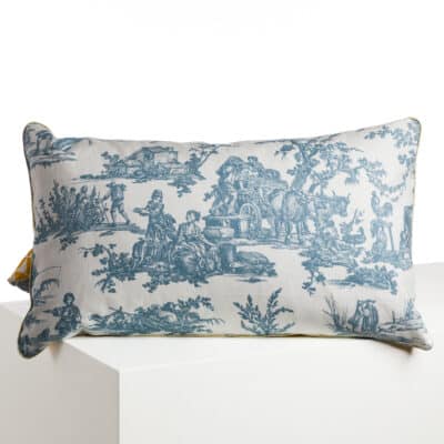 COUSSIN 30x50 "LES DELICES DES 4 SAISONS" BLEU LAC
