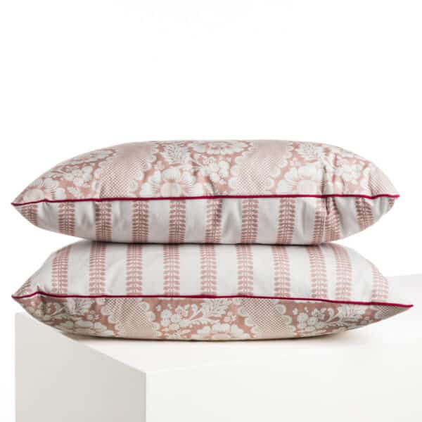 COUSSIN "FLEURS STYLISEES SUR MONTANTS ONDULANTS" ROSE POUDRE – Image 2