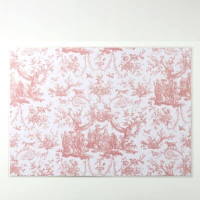 SET DE TABLE PLASTIFIE "COURONNEMENT DE LA ROSIERE" ROSE POUDRE