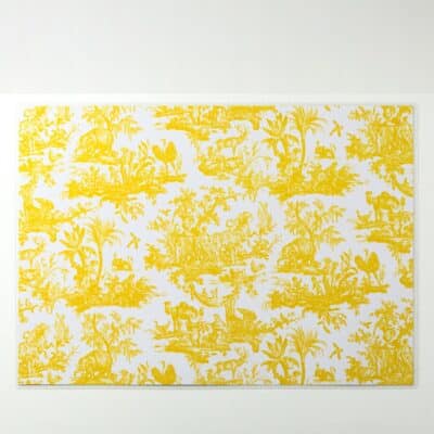 SET DE TABLE PLASTIFIE "4 PARTIES DU MONDE" JAUNE BOUTON D'OR