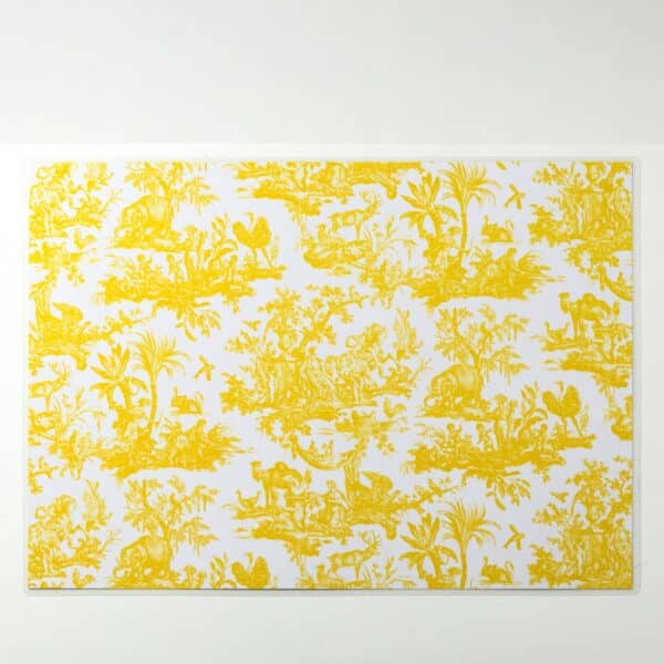 SET DE TABLE PLASTIFIE "4 PARTIES DU MONDE" JAUNE BOUTON D'OR
