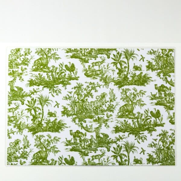 SET DE TABLE PLASTIFIE "4 PARTIES DU MONDE" VERT JUNGLE