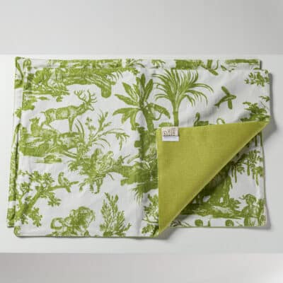 SET DE TABLE /2  "4 PARTIES DU MONDE" VERT JUNGLE
