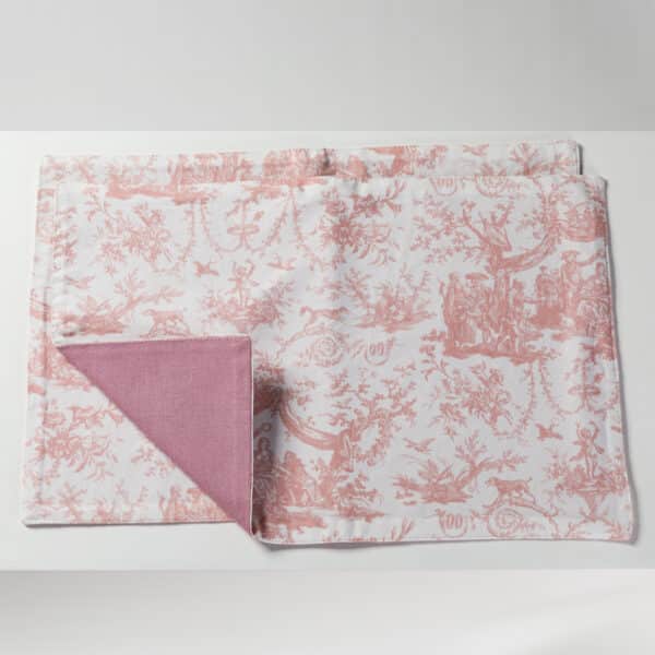 SET DE TABLE /2 "COURONNEMENT DE LA ROSIERE" ROSE POUDRE