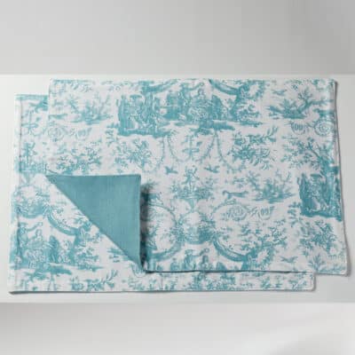 SET DE TABLE /2 "COURONNEMENT DE LA ROSIERE" BLEU LAGON