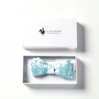 NOEUD PAPILLON "COURONNEMENT DE LA ROSIERE"  BLEU LAGON