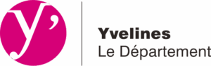 Logo du Département des Yvelines. À gauche, un cercle rose avec un 